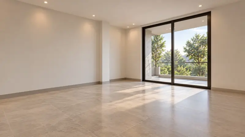 Departamento en acabados con ventanal hacia el jardín